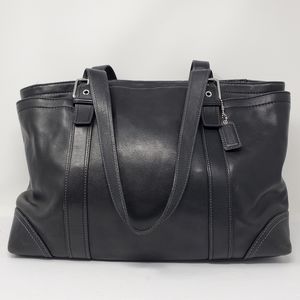 Coach Black Leather Diaper/Laptop Tote Bag F10288